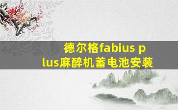 德尔格fabius plus麻醉机蓄电池安装